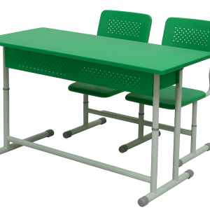 Meja Sekolah Siswa Ganda Dua Kursi Warna Hijau
